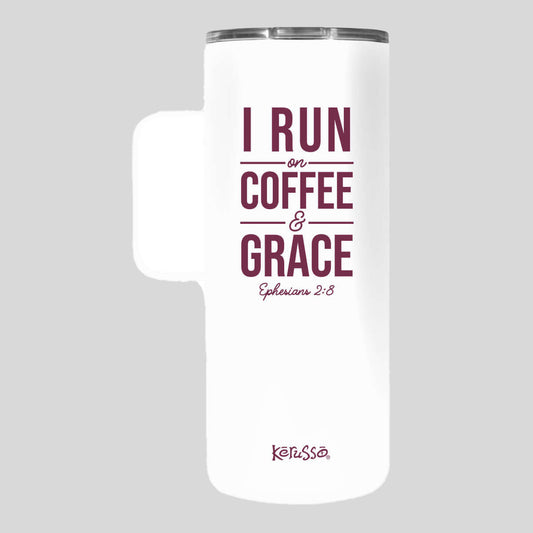 Kerusso 22 oz Stainless Steel Tumbler With Handle Run On Coffee