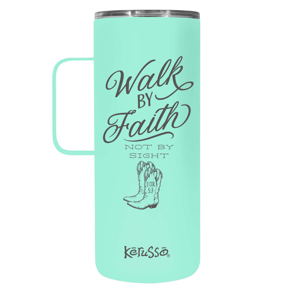 Kerusso 22 oz Stainless Steel Mug With Handle Walk By Faith