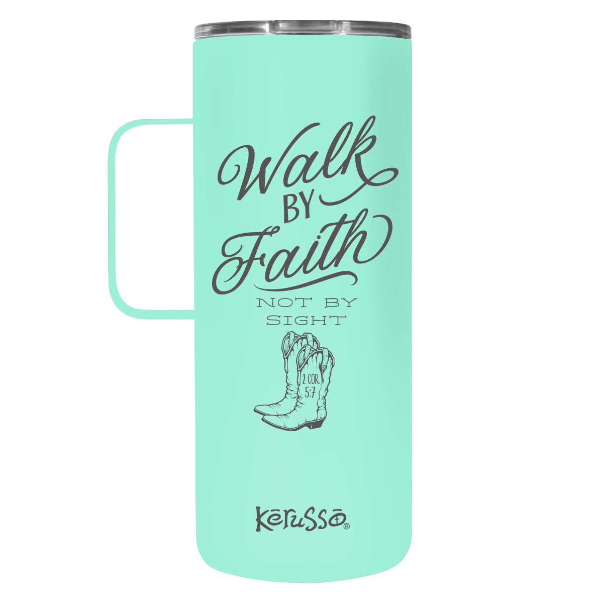 Kerusso 22 oz Stainless Steel Mug With Handle Walk By Faith
