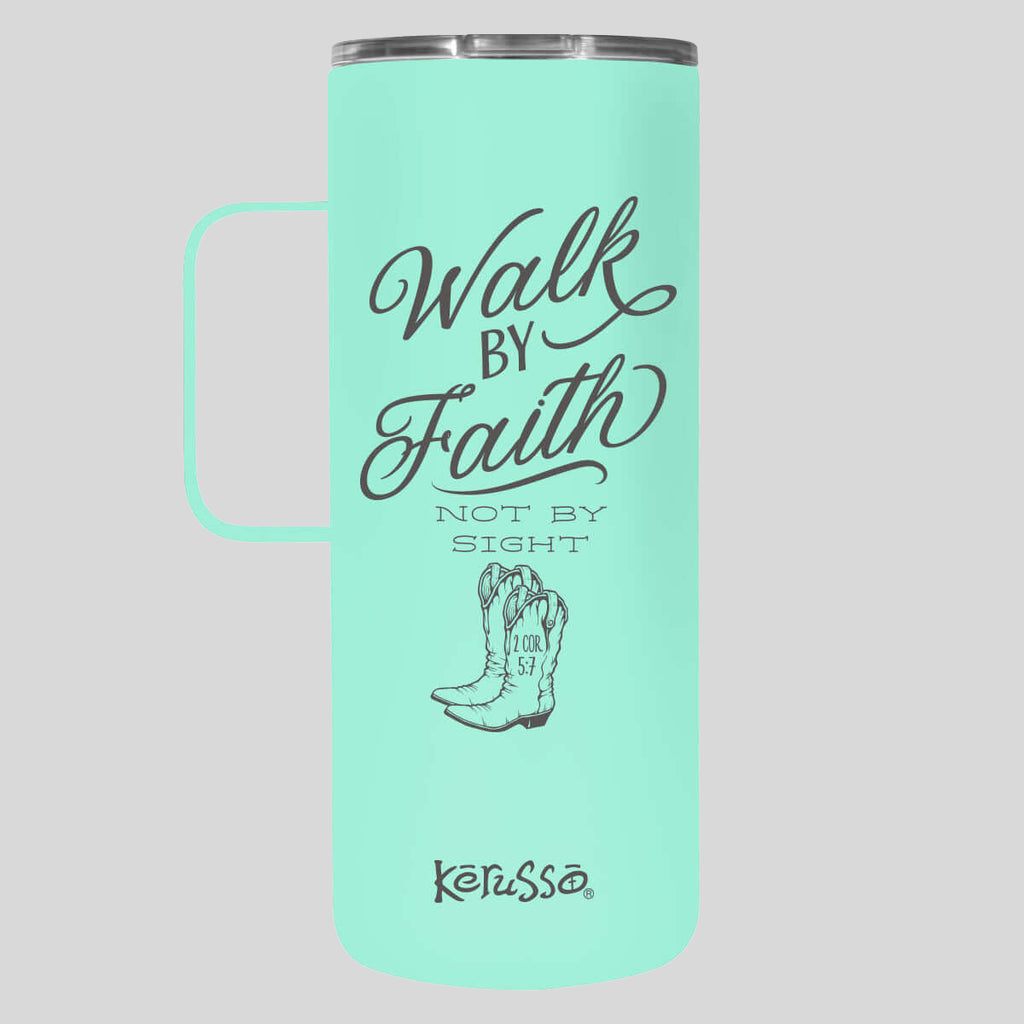 Kerusso 22 oz Stainless Steel Mug With Handle Walk By Faith