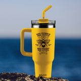 Kerusso 40 oz Stainless Steel Mug With Straw Bee Humble