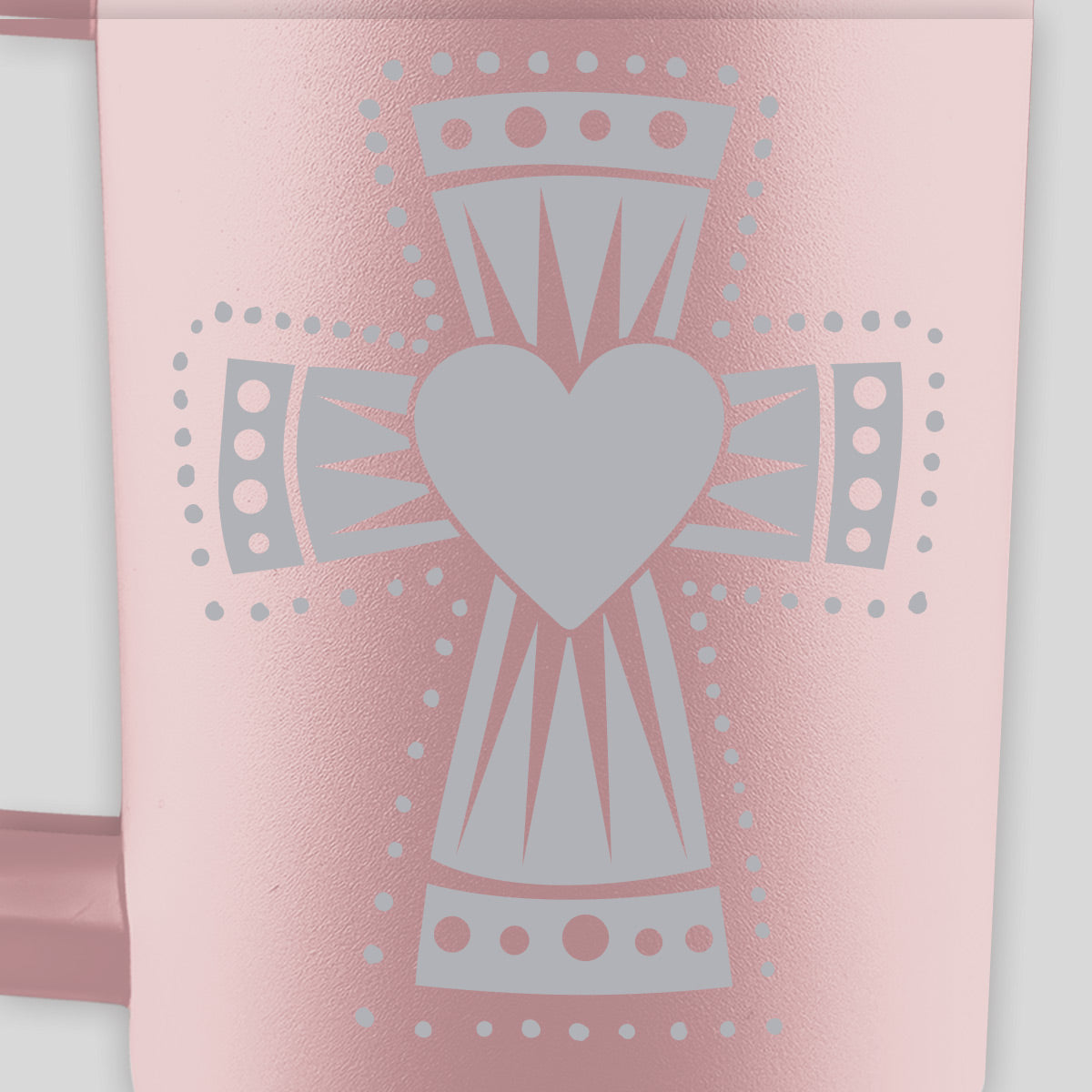 Kerusso 40 oz Stainless Steel Mug With Straw Heart Cross