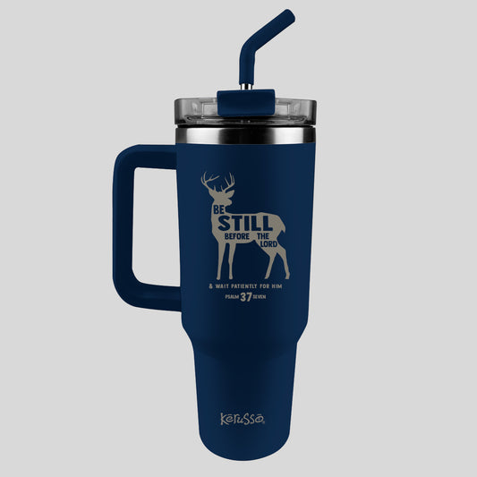 Kerusso 40 oz Stainless Steel Mug With Straw Be Still