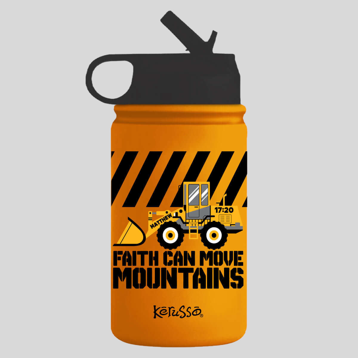Kerusso 12 oz Stainless Steel Sport Bottle Front Loader