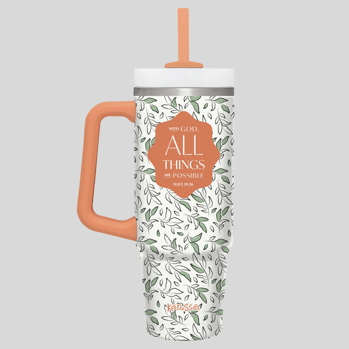 Kerusso 30 oz Stainless Steel Mug With Straw All Things
