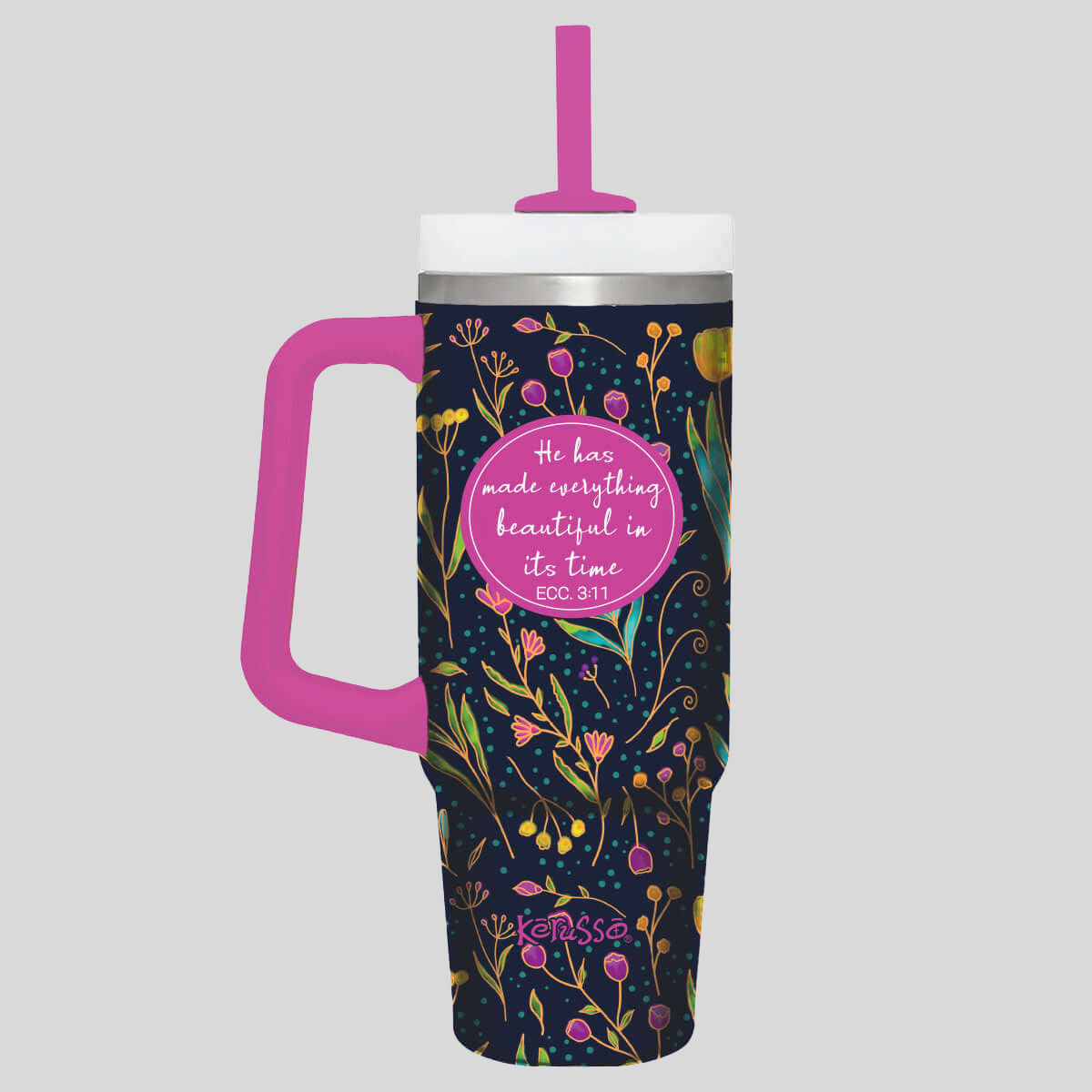 Kerusso 30 oz Stainless Steel Mug With Straw Everything Beautiful