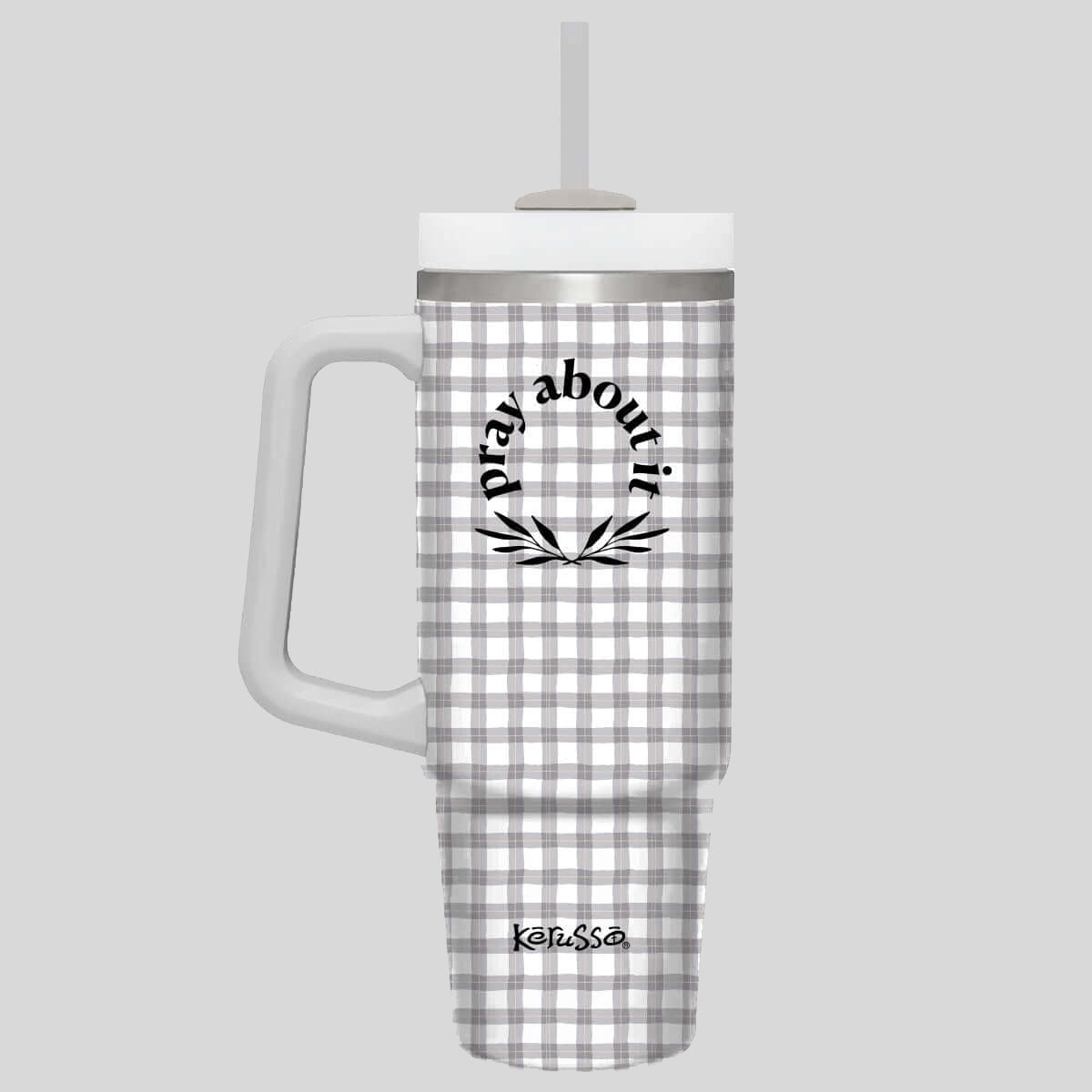 Kerusso 30 oz Stainless Steel Mug With Straw Pray About It Main image