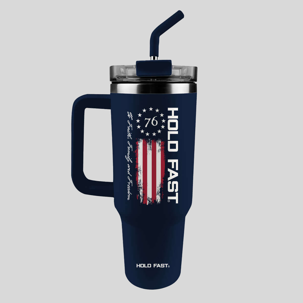 HOLD FAST 40 oz Stainless Steel Mug With Straw 76 Flag Main image