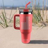 HOLD FAST 40 oz Stainless Steel Mug With Straw Land Of The Free Watermelon