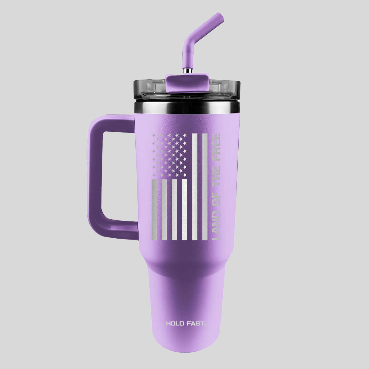 HOLD FAST 40 oz Stainless Steel Mug With Straw Land Of The Free Violet Main image