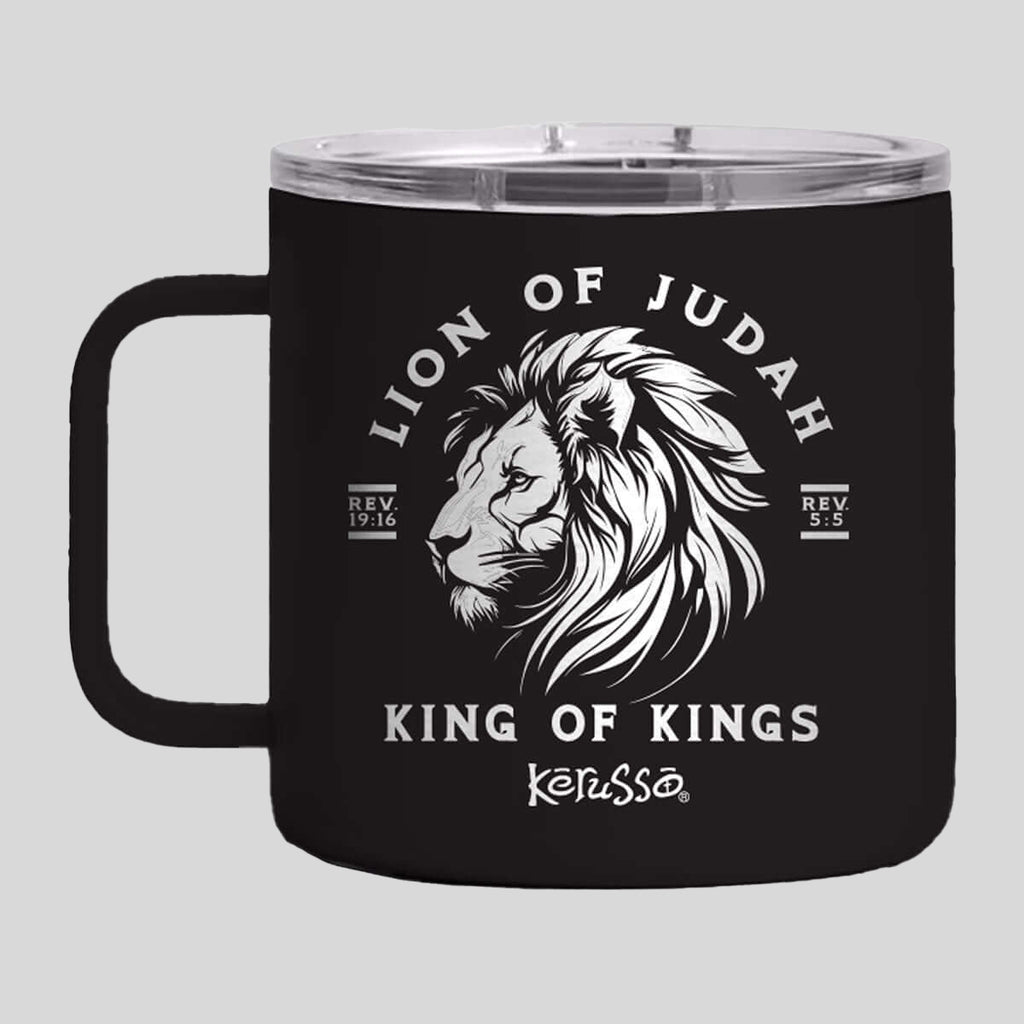 Kerusso 14 oz Stainless Steel Mug With Handle Lion Of Judah