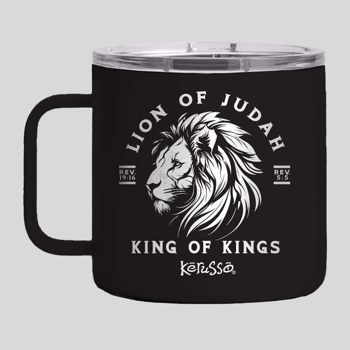 Kerusso 14 oz Stainless Steel Mug With Handle Lion Of Judah