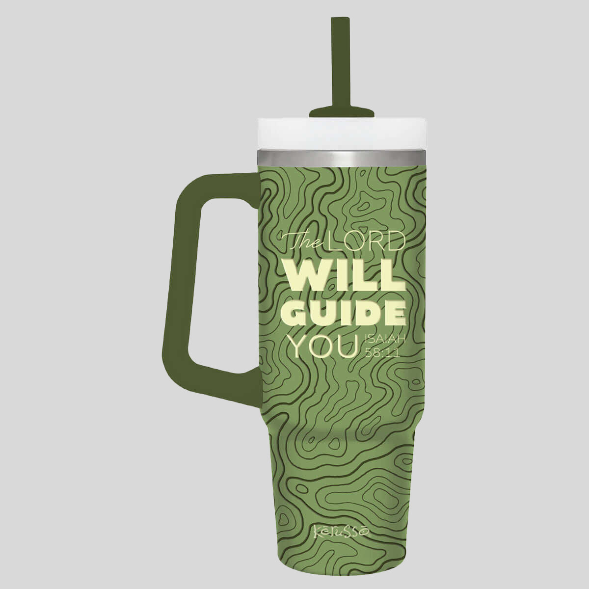 Kerusso 30 oz Stainless Steel Mug With Straw Guide You