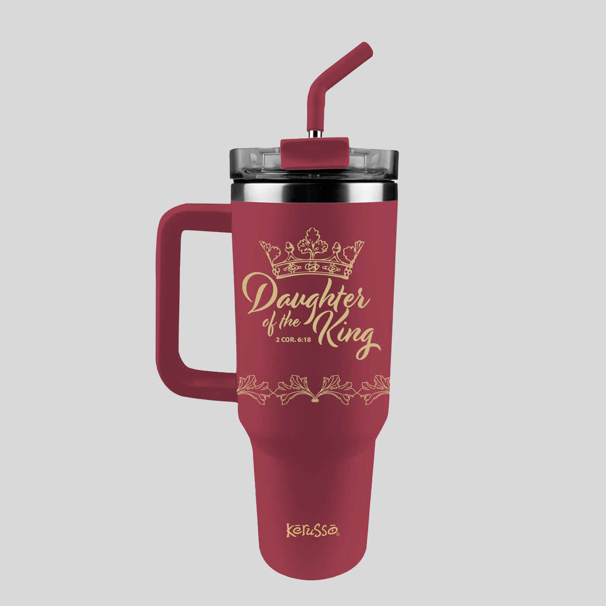 Kerusso 40 oz Stainless Steel Mug With Straw Daughter