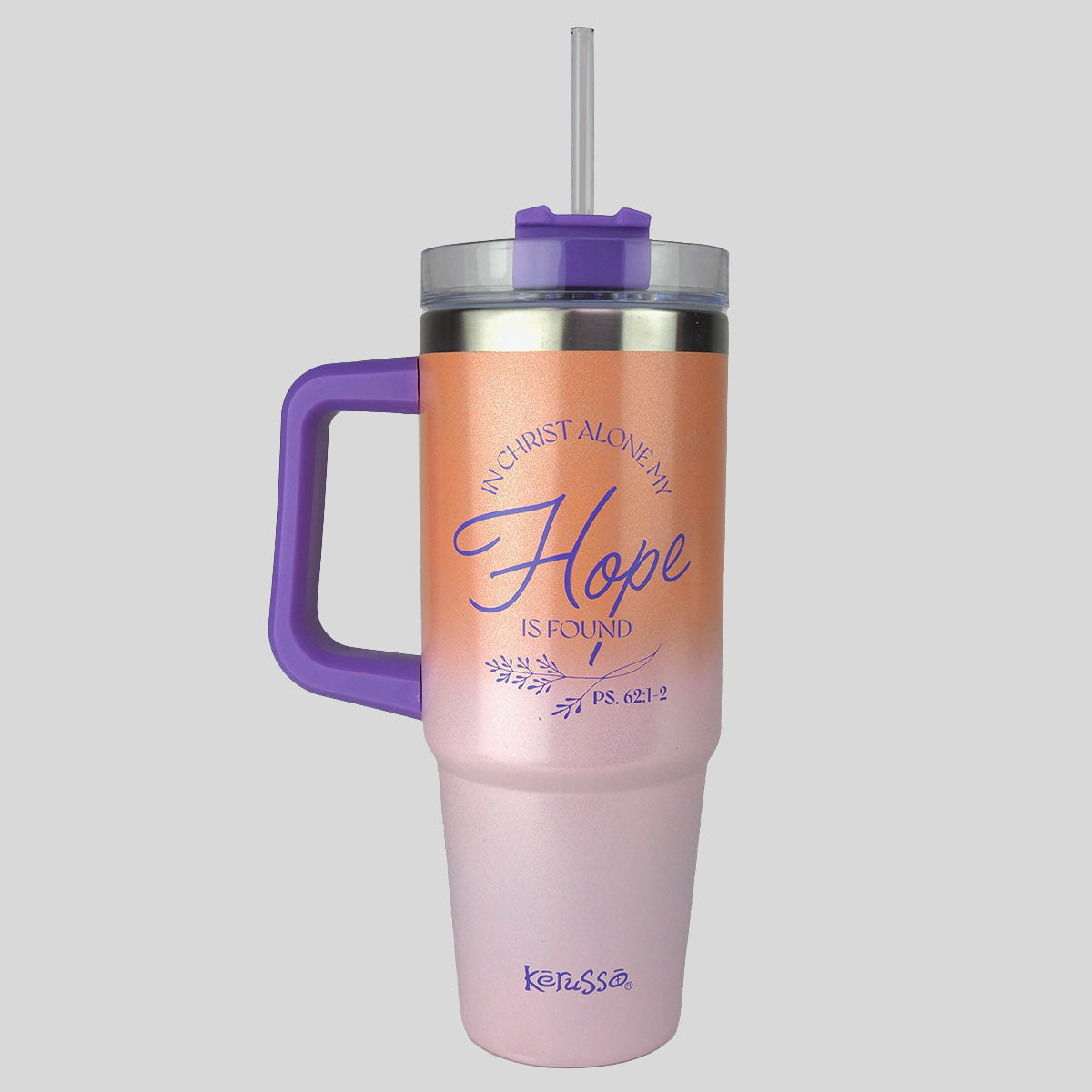 Kerusso 30 oz Stainless Steel Mug With Straw Hope