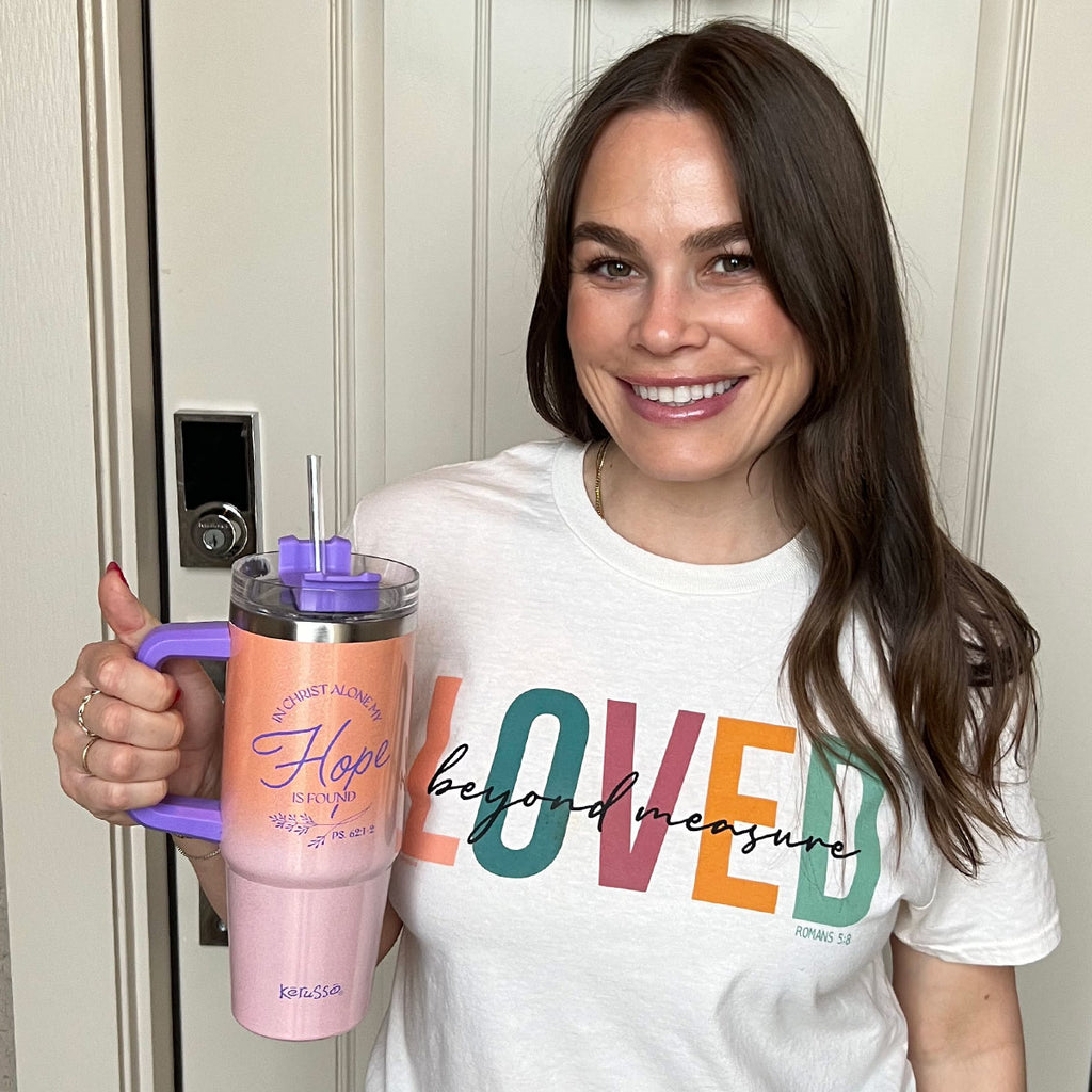 Kerusso 30 oz Stainless Steel Mug With Straw Hope