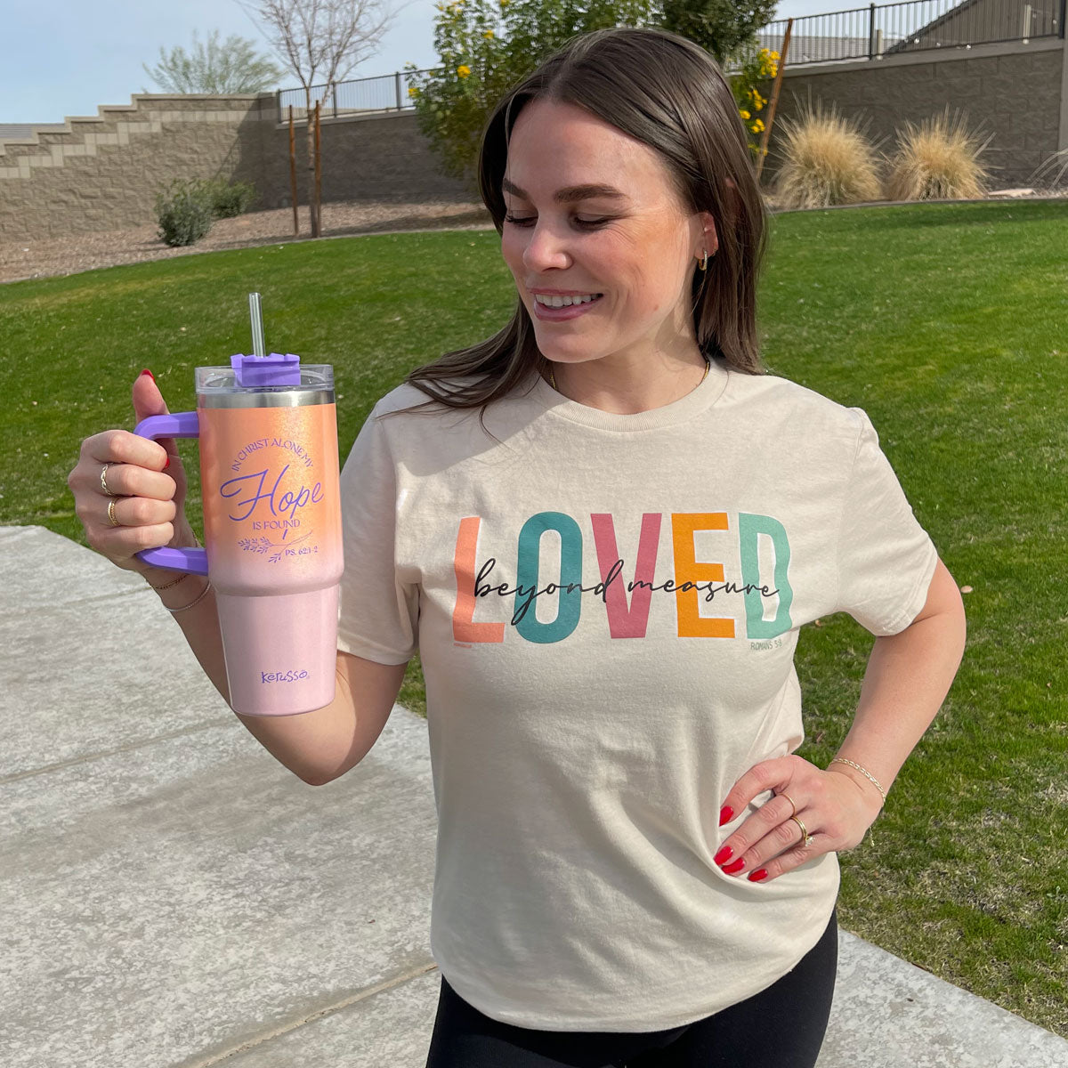 Kerusso 30 oz Stainless Steel Mug With Straw Hope