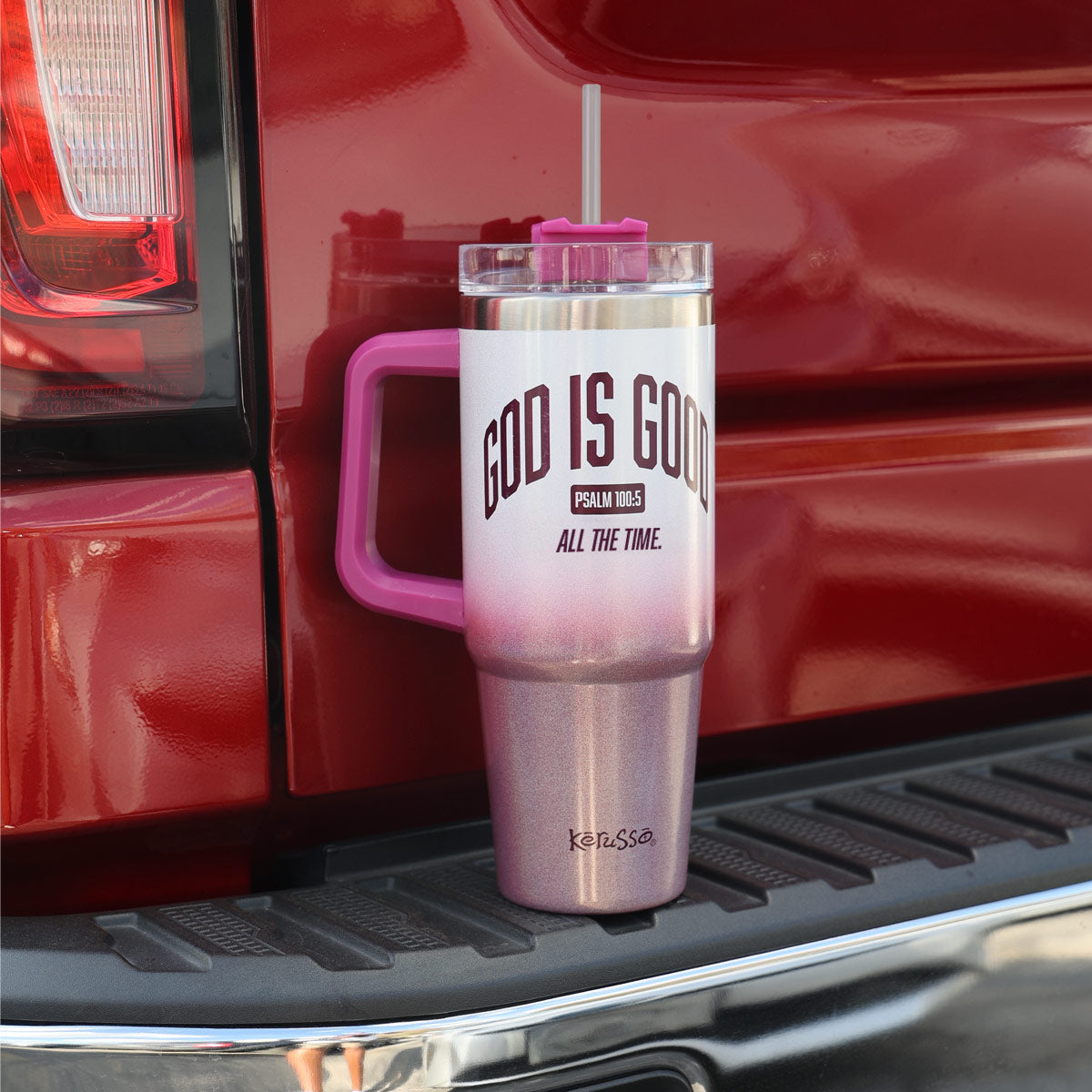 Kerusso 30 oz Stainless Steel Mug With Straw God Is Good
