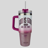 Kerusso 30 oz Stainless Steel Mug With Straw God Is Good