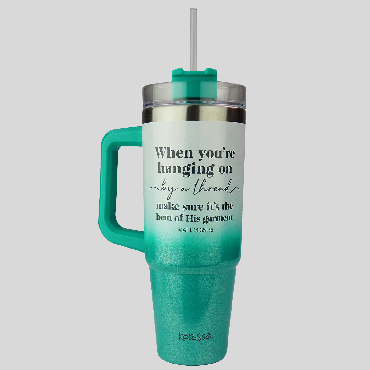 Kerusso 30 oz Stainless Steel Mug With Straw Hemmed