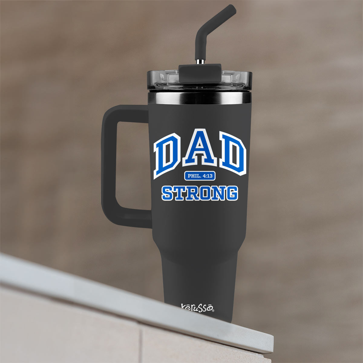 Kerusso 40 oz Stainless Steel Mug With Straw Dad