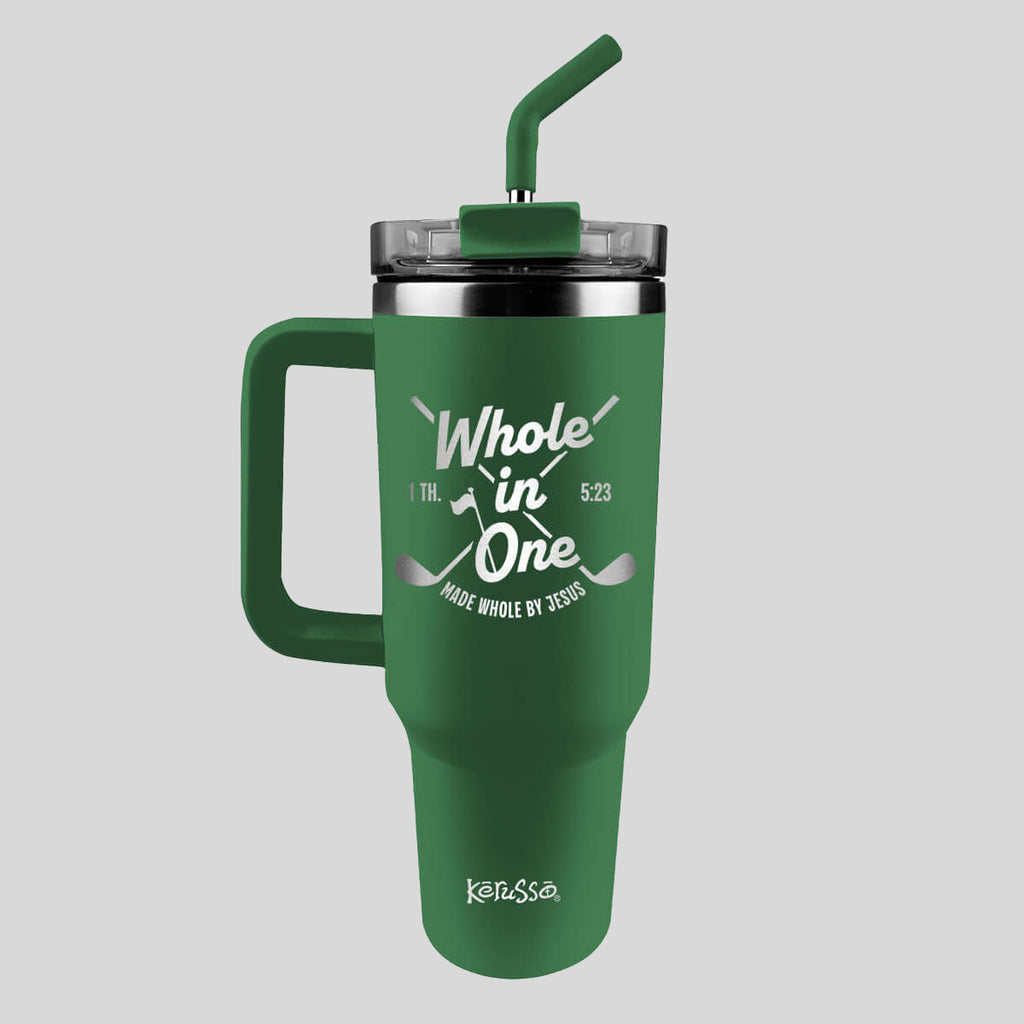 Kerusso 40 oz Stainless Steel Mug With Straw Whole In One