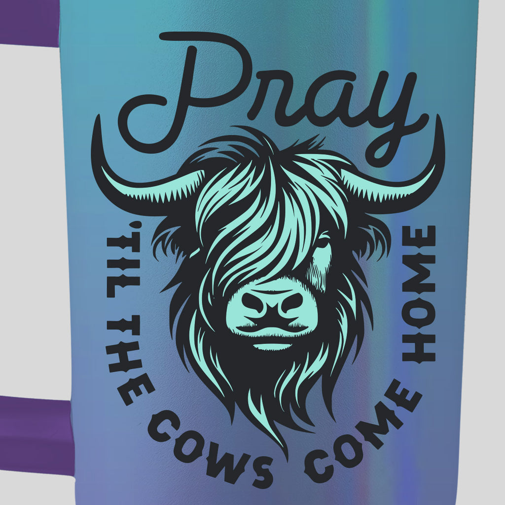 Kerusso 40 oz Stainless Steel Mug With Straw Highland Cow