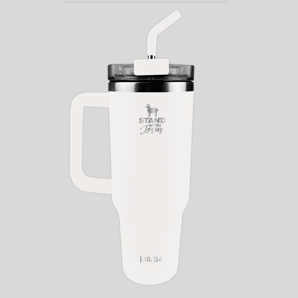 Kerusso 40 oz Stainless Steel Mug With Straw Stand With Jesus Main image