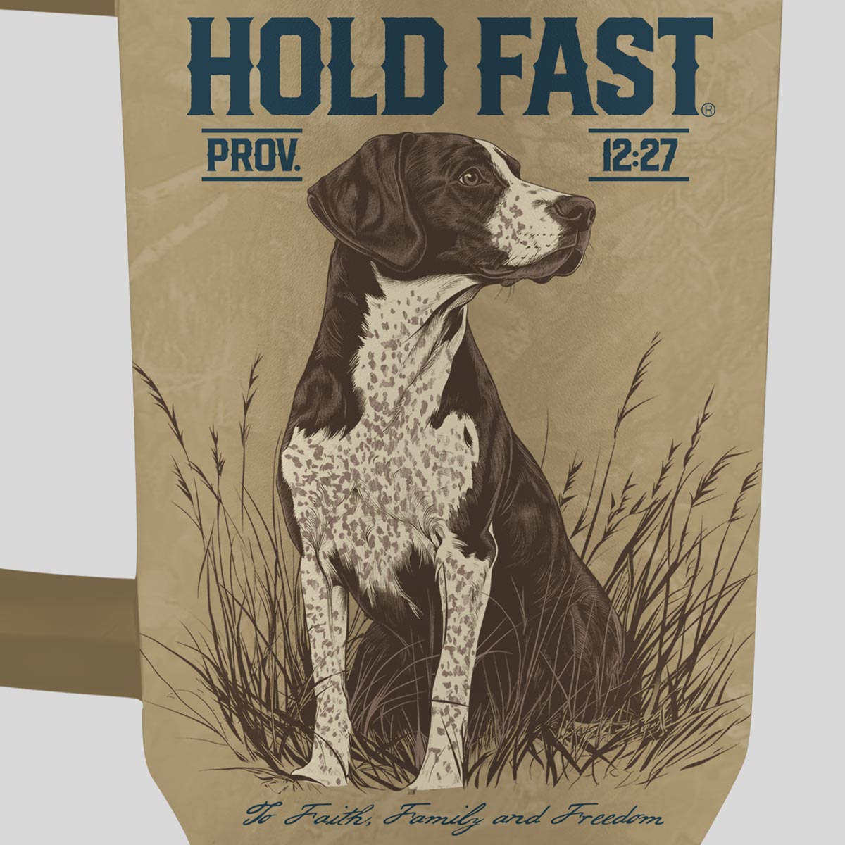 HOLD FAST 40 oz Stainless Steel Mug With Straw Hunting Dog