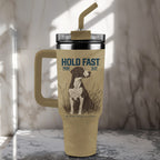 HOLD FAST 40 oz Stainless Steel Mug With Straw Hunting Dog