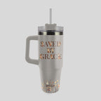 Kerusso 30 oz Stainless Steel Mug With Straw Saved By Grace