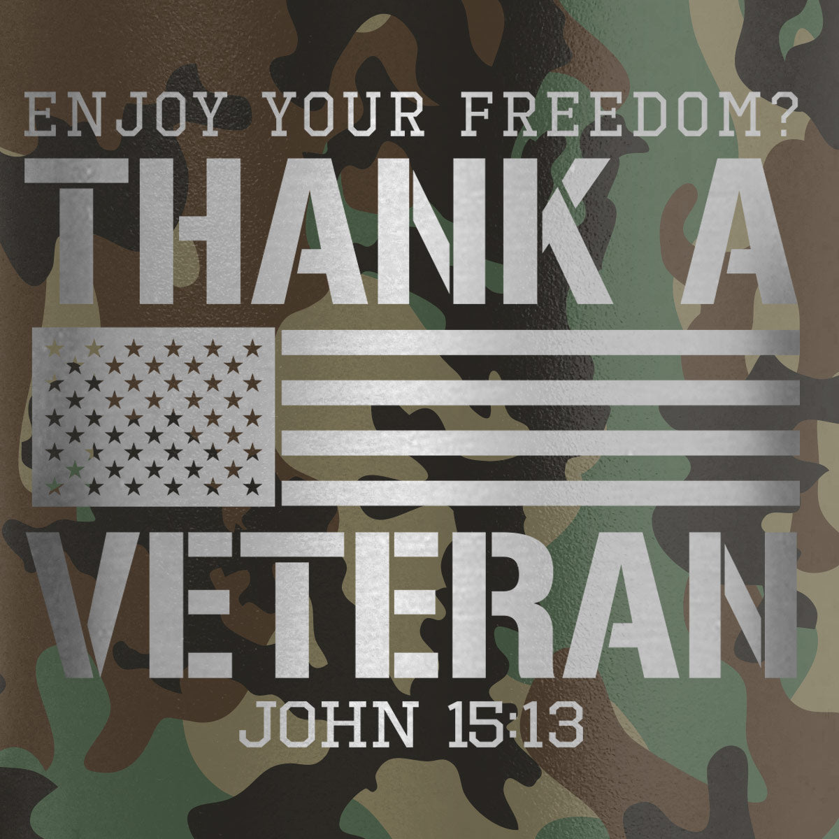 HOLD FAST 30 oz Stainless Steel Mug With Straw Thank A Veteran Secondary image