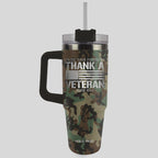 HOLD FAST 30 oz Stainless Steel Mug With Straw Thank A Veteran