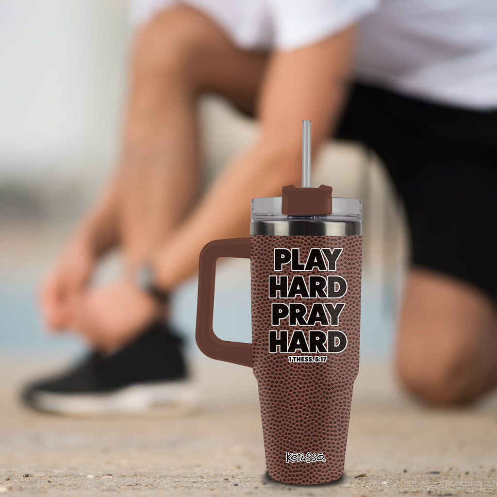 Kerusso 30 oz Stainless Steel Mug With Straw Pray Hard
