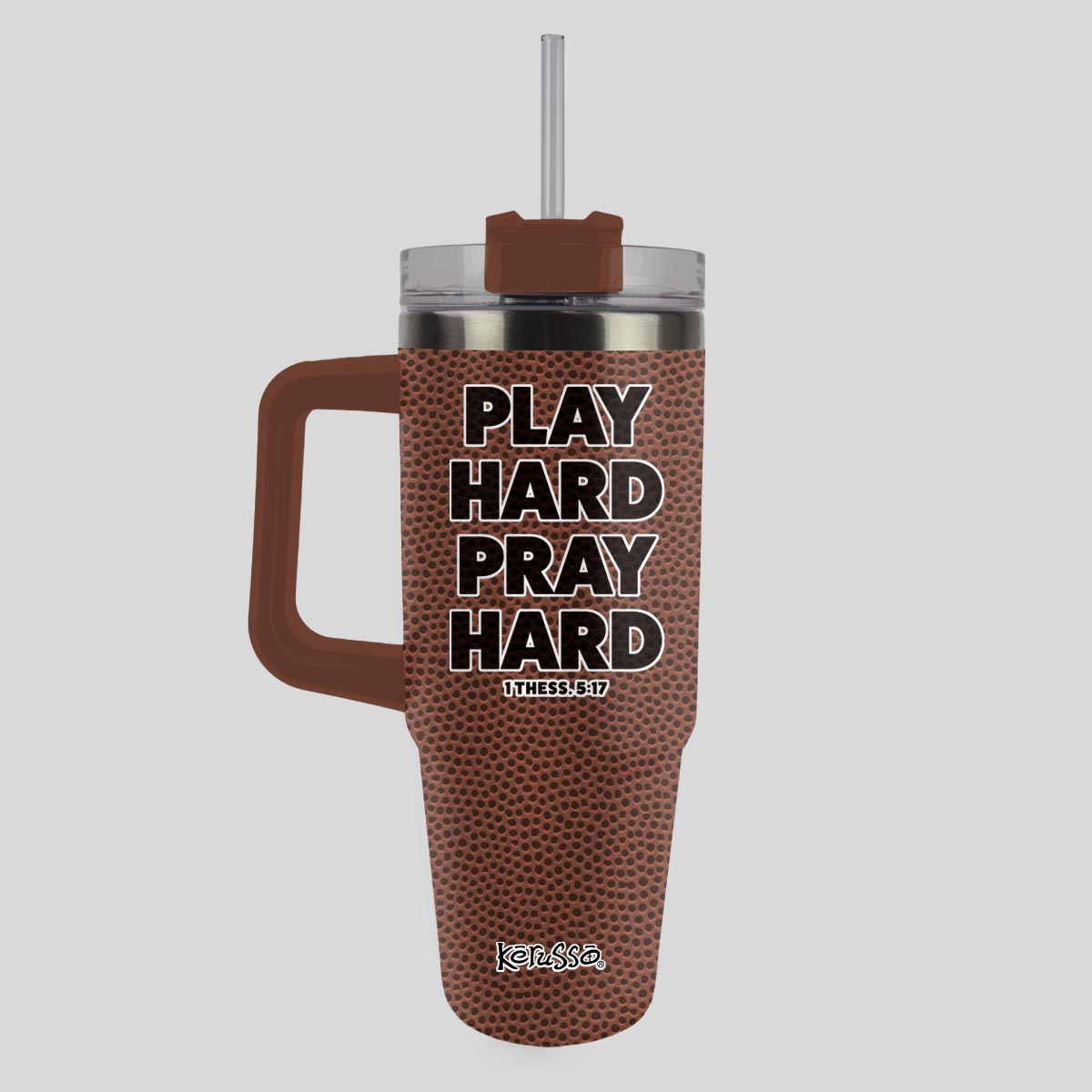 Kerusso 30 oz Stainless Steel Mug With Straw Pray Hard Main image