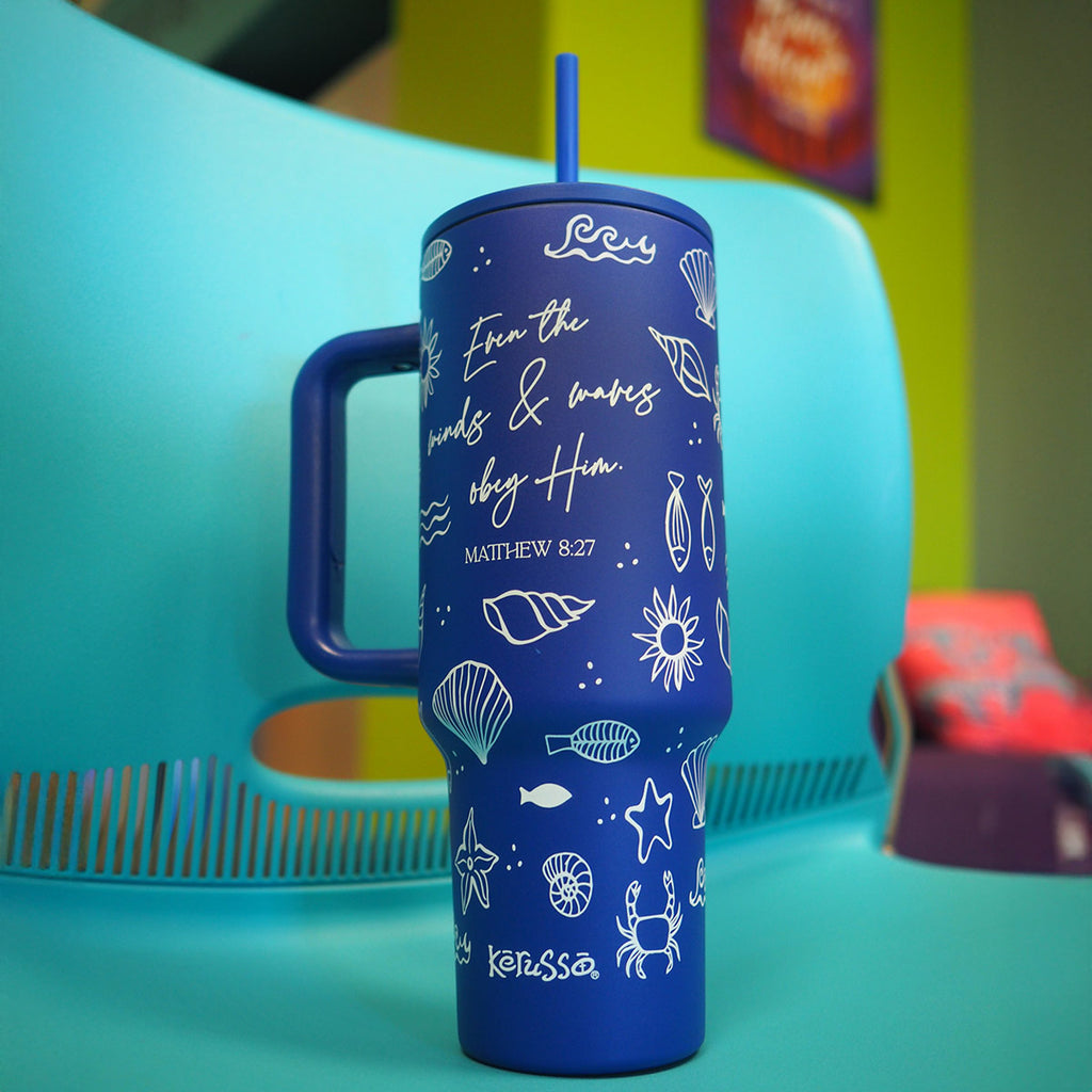 Kerusso 40 oz Stainless Steel Mug With Straw Wind