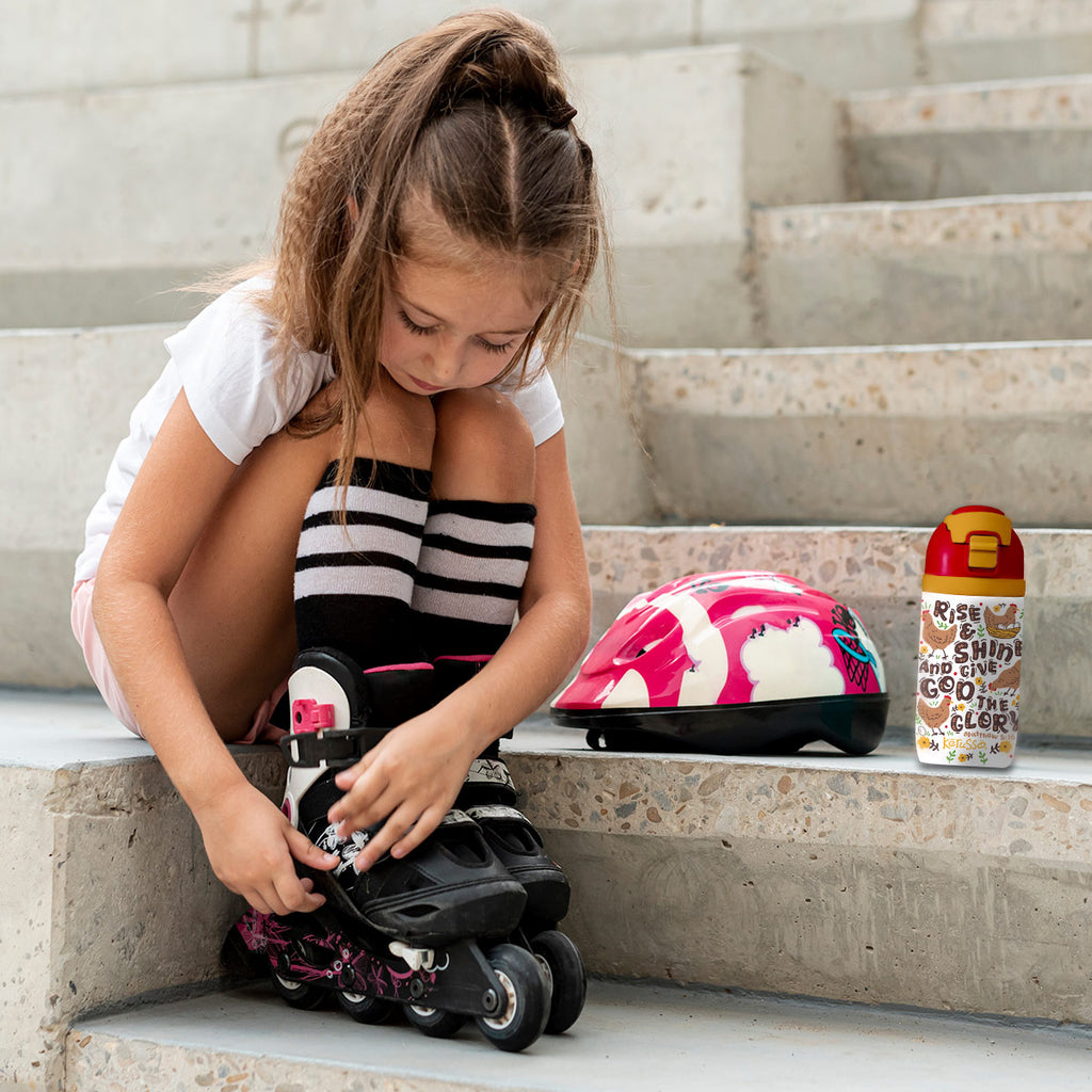 Kerusso 16 oz Stainless Steel Sport Bottle Rise And Shine