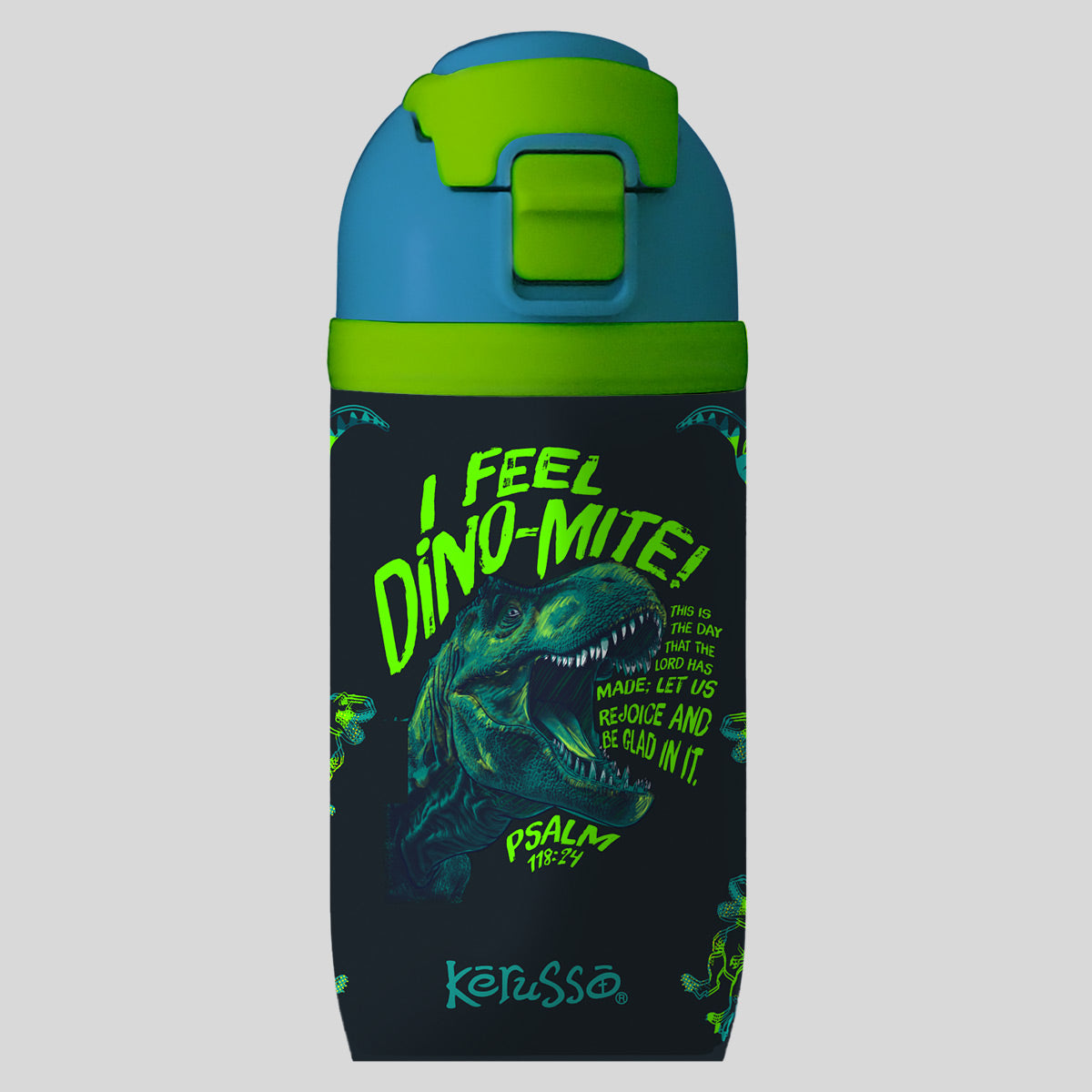 Kerusso 16 oz Stainless Steel Sport Bottle Dino Main image