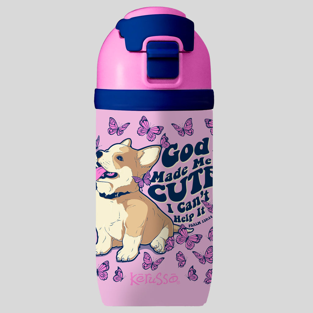Kerusso 16 oz Stainless Steel Sport Bottle Puppy