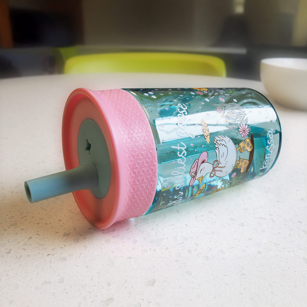 Kerusso 15 oz Silicone Straw Cup Goose & Lamb (2 Pack)