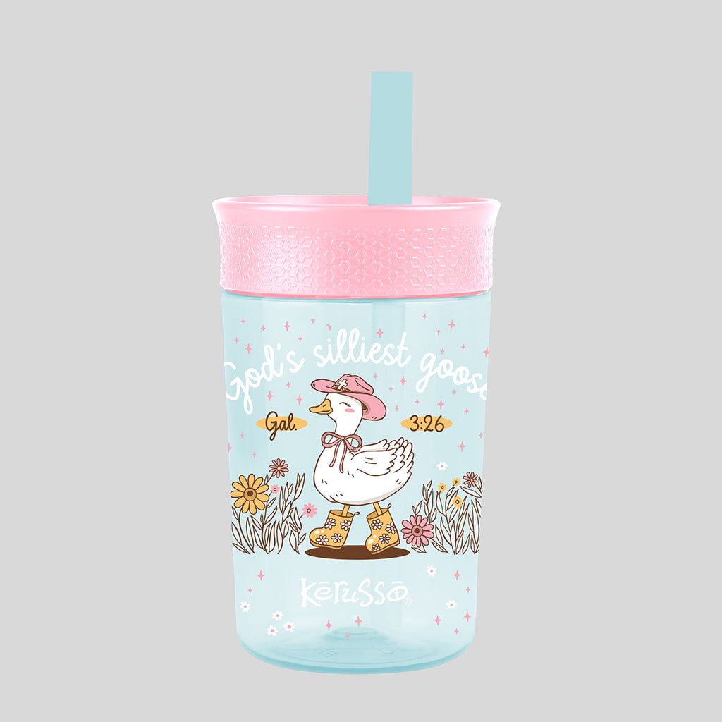 Kerusso 15 oz Silicone Straw Cup Goose & Lamb (2 Pack)