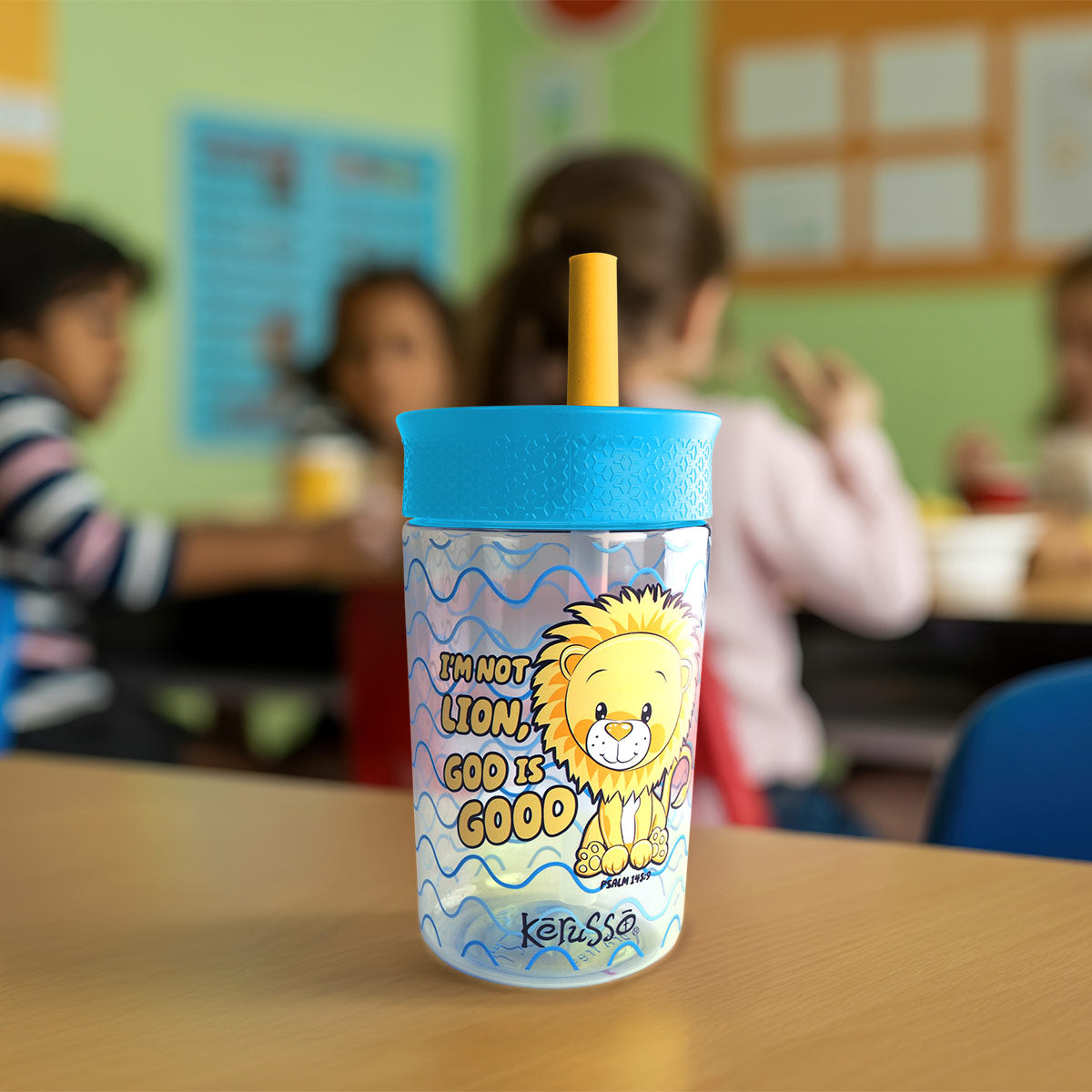 Kerusso 15 oz Silicone Straw Cup Raccoon & Lion (2 Pack)