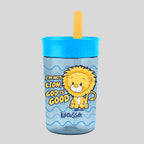 Kerusso 15 oz Silicone Straw Cup Raccoon & Lion (2 Pack)