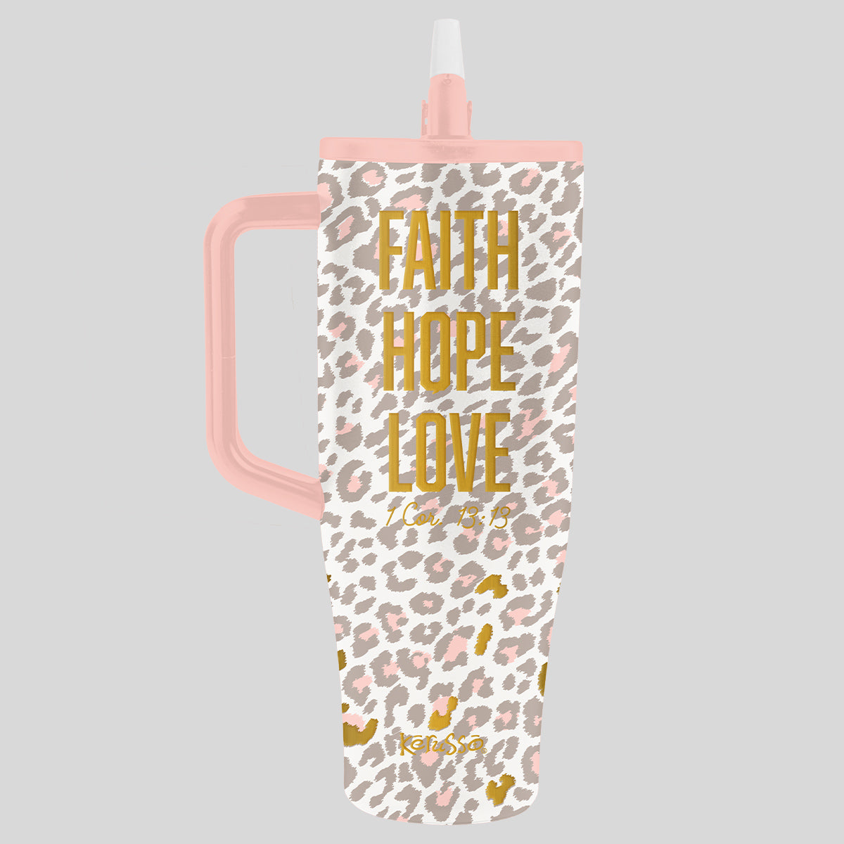 Kerusso 40 oz Stainless Steel Mug With Handle FHL Leopard