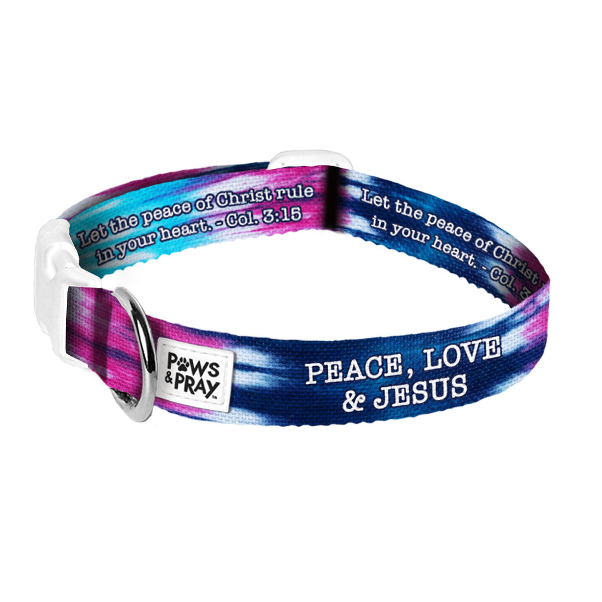 Paws & Pray Peace Love Jesus Pet Collar Main image