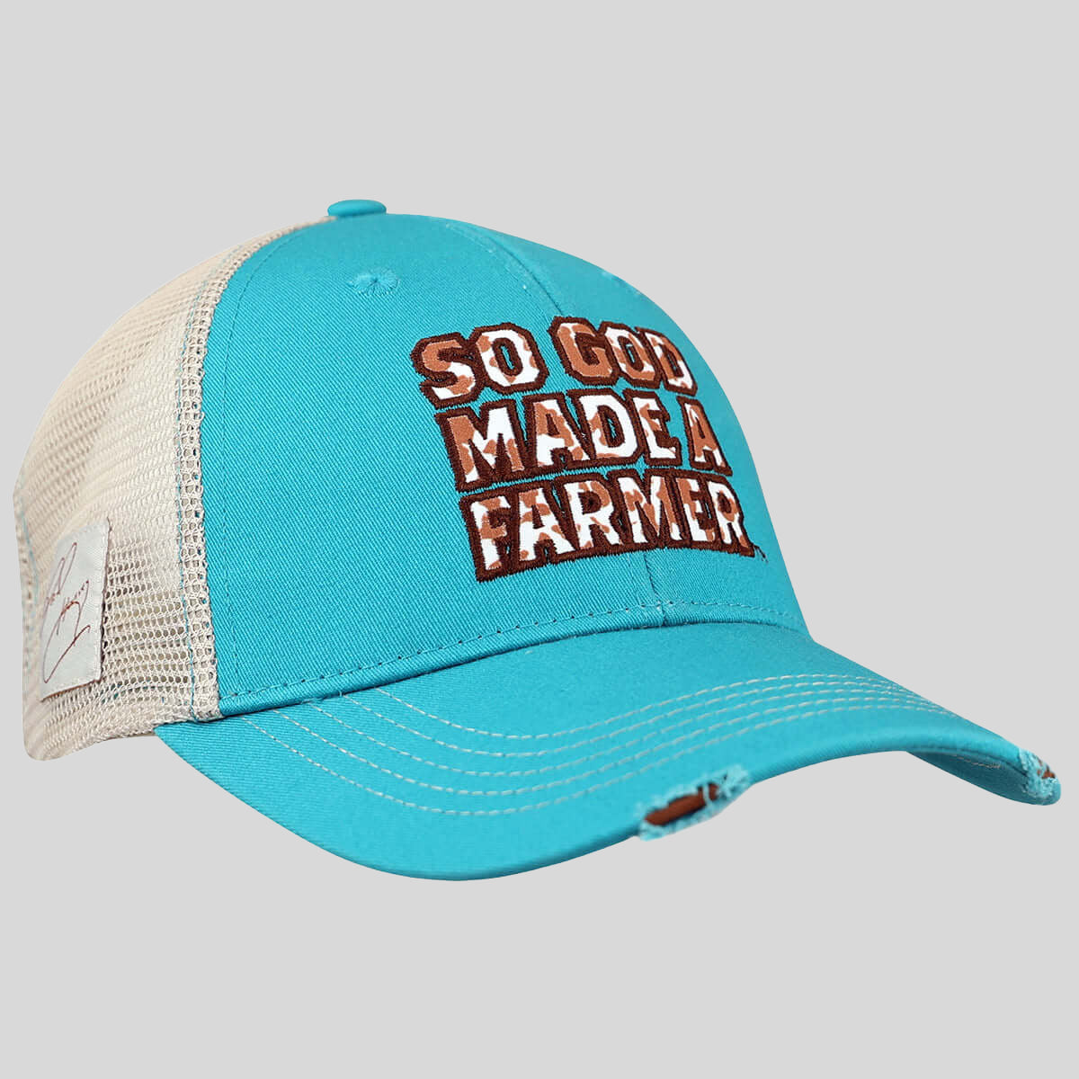 So God Made A Farmer Womens Cap Cowhide Fill