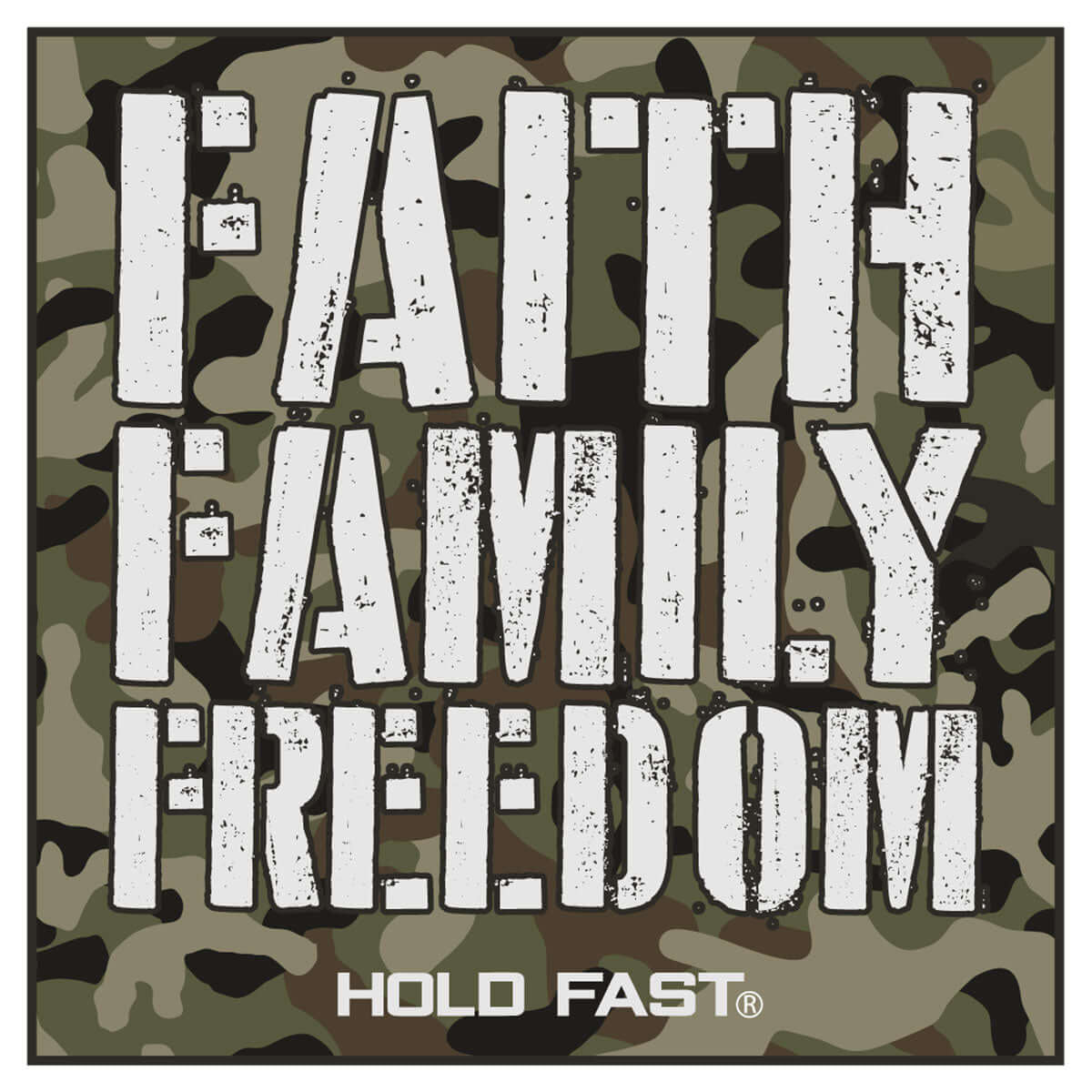 HOLD FAST Faith Family Freedom Camo Sticker Main image