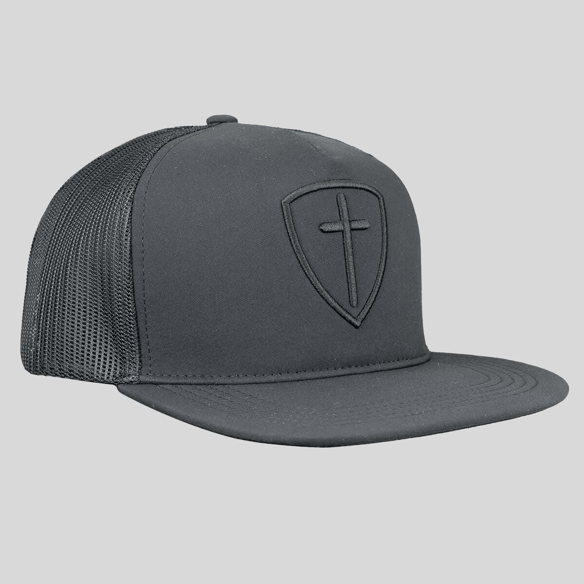 Kerusso Mens Cap Black Cross And Shield