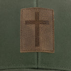 Kerusso Mens Cap Leather Cross Olive