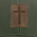 Kerusso Mens Cap Leather Cross Olive